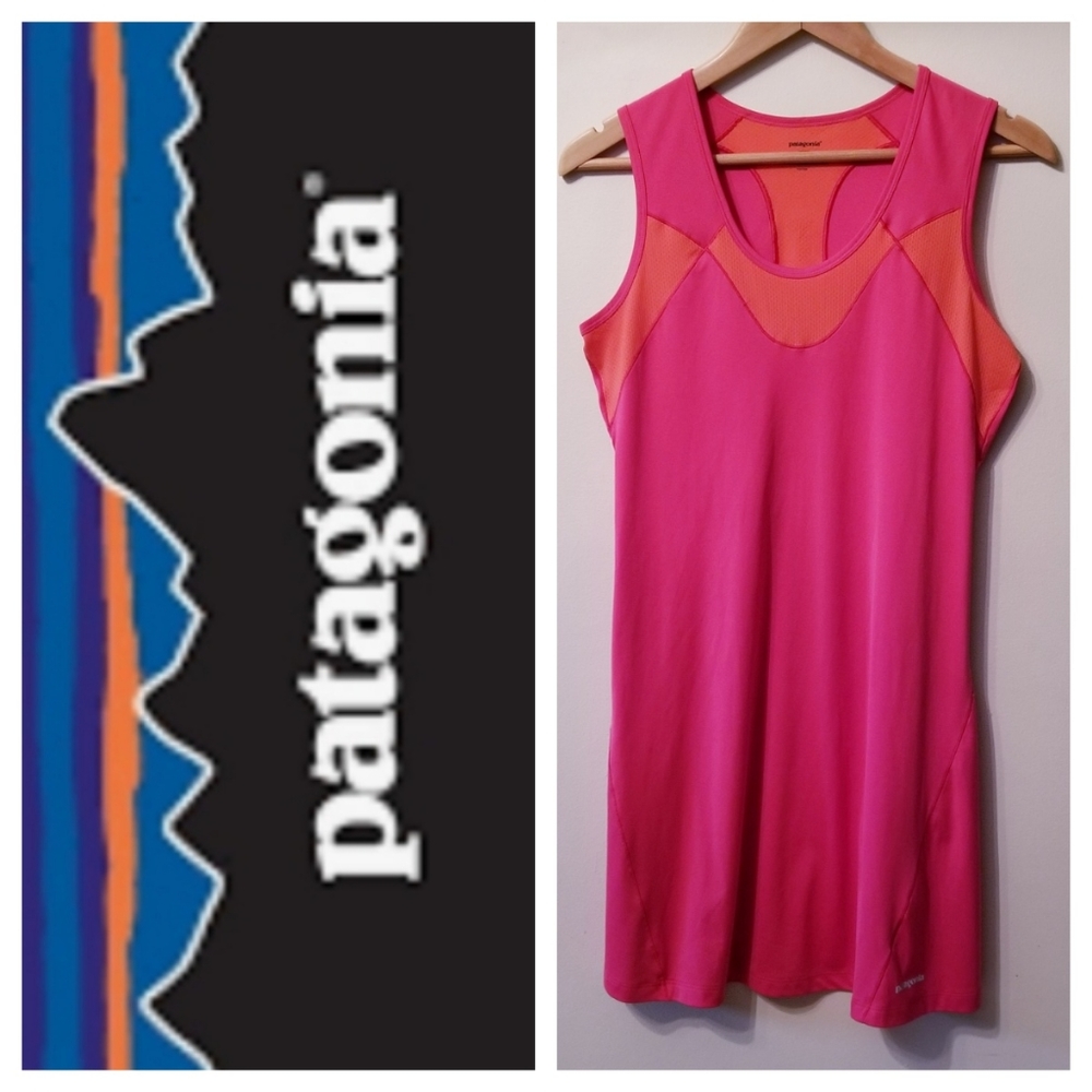 Patagonia Activewear Sleeveless Dress Small Hot Pink Orange Tennis Sports Summer